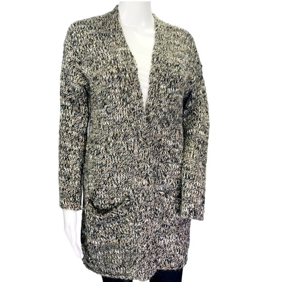 J. JIll | Pure Jill Womens Melange Knit Cardigan Wool Alpaca Snap Front Size M - Picture 2 of 12